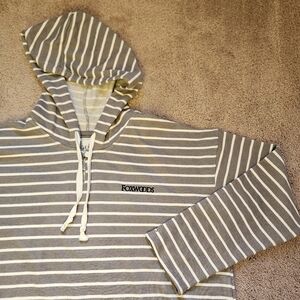Foxwoods Resort Casino grey and white striped Short Length hoodie Womens L